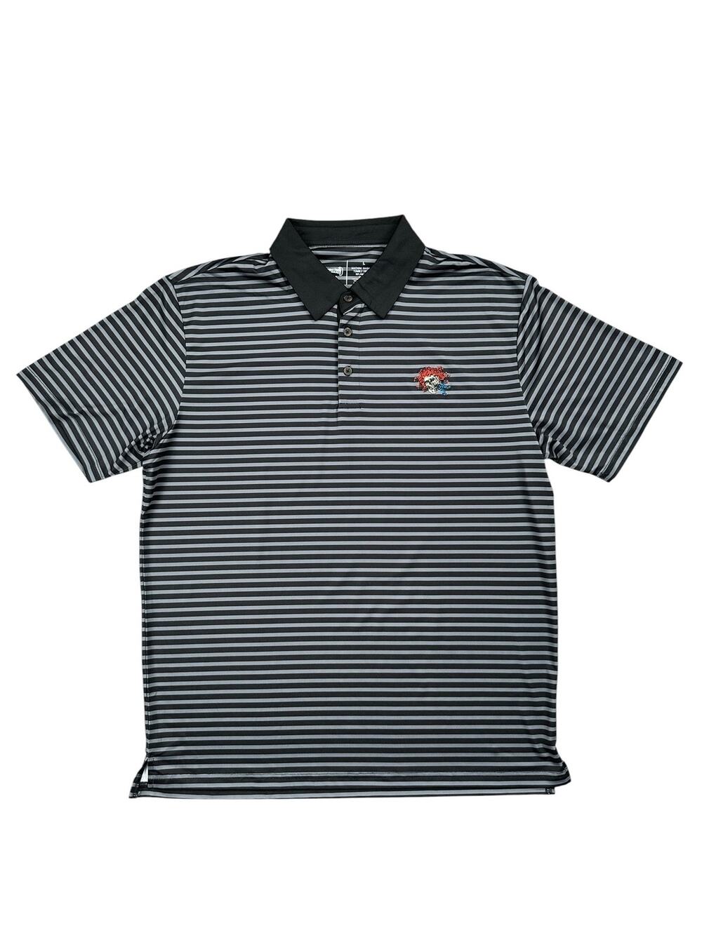 Grateful Dead x Section 119 Striped Performance Polo Black Gray — Large